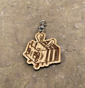 Adorable Bee Wooden Engraved Keyring Charm