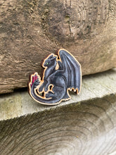 Load image into Gallery viewer, Black Dragon Wooden Pin Badge