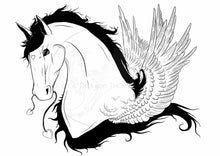 Load image into Gallery viewer, (Digital Download) Valentine&#39;s Pegasus Lineart Colouring Page A4
