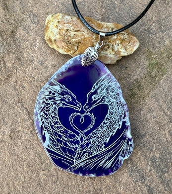 Dragon Love Engraved Purple Agate