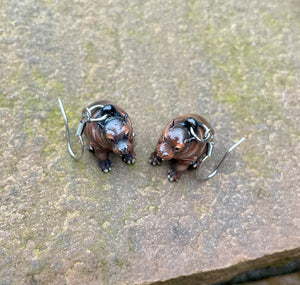 CUSTOM PAINTED Hippo Earrings (Made to order)