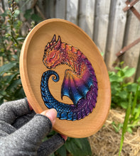 Load image into Gallery viewer, Sleepy Sunset Dragon Handpainted Wooden Trinket Dish
