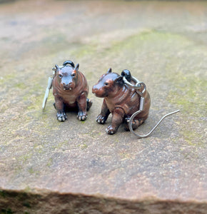 CUSTOM PAINTED Hippo Earrings (Made to order)