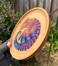Load image into Gallery viewer, Sleepy Sunset Dragon Handpainted Wooden Trinket Dish
