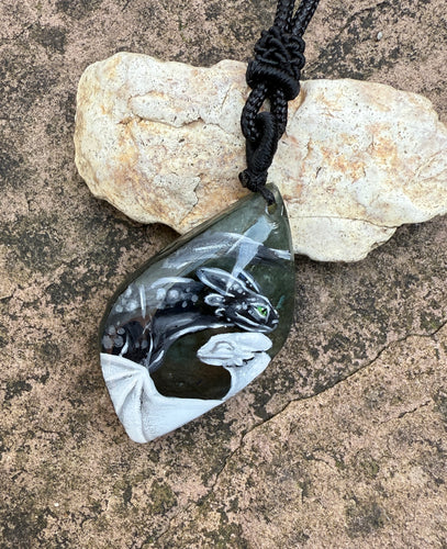 Dragon Love Painted Labradorite Pendant