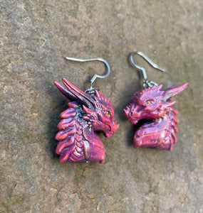 Custom Painted Dragon Bust Earrings (Pre-order)