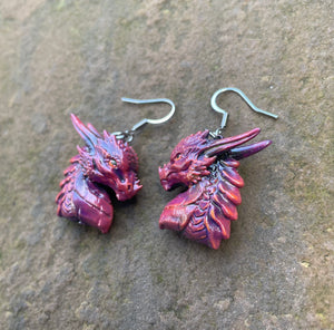 Custom Painted Dragon Bust Earrings (Pre-order)