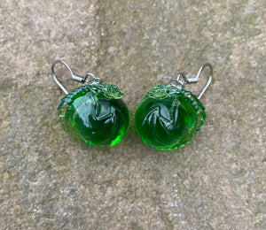 Green Translucent Dragon Bauble Earrings