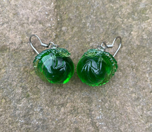 Green Translucent Dragon Bauble Earrings