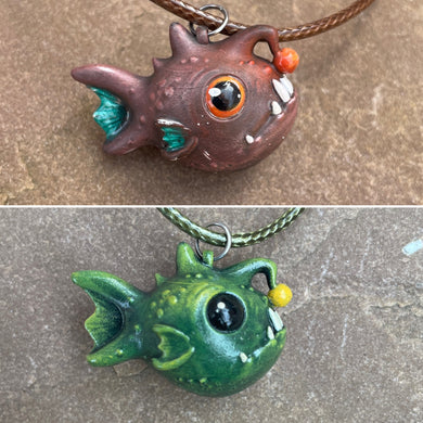 CUSTOM PAINTED: Anglerfish Necklace