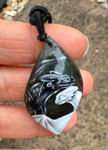 Dragon Love Painted Labradorite Pendant
