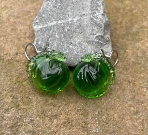 Green Translucent Dragon Bauble Earrings