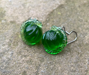 Green Translucent Dragon Bauble Earrings