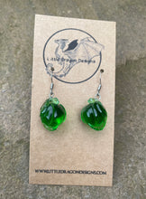 Load image into Gallery viewer, Green Translucent Dragon Bauble Earrings