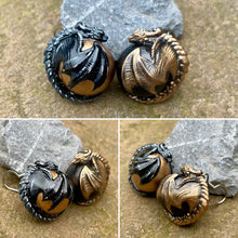 Load image into Gallery viewer, Gold and Black Dragon Bauble Earrings (Made to order)