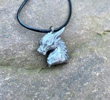 Load image into Gallery viewer, Pewter Dragon Bust Pendant