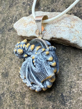 Load image into Gallery viewer, White and Gold Labradorite Dragon Pendant