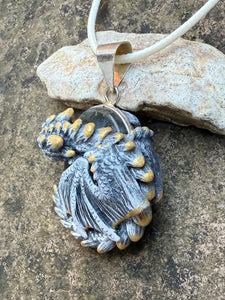 White and Gold Labradorite Dragon Pendant