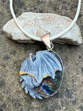 Load image into Gallery viewer, White and Gold Labradorite Dragon Pendant