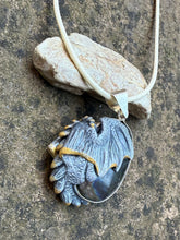 Load image into Gallery viewer, White and Gold Labradorite Dragon Pendant
