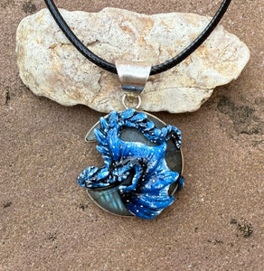 Moon Guardian Labradorite Dragon Pendant
