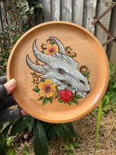 Load image into Gallery viewer, D20 Dragon Skull Handpainted Wooden Trinket Dish