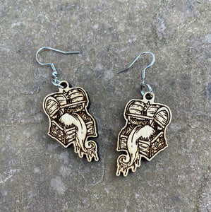 Mimic Engraved Wooden Earrings