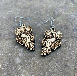 Mimic Engraved Wooden Earrings