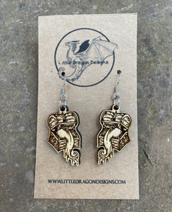 Mimic Engraved Wooden Earrings