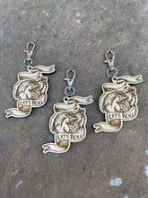 Load image into Gallery viewer, Let&#39;s Roll Dice Dragon Engraved Wooden Keyring Charm