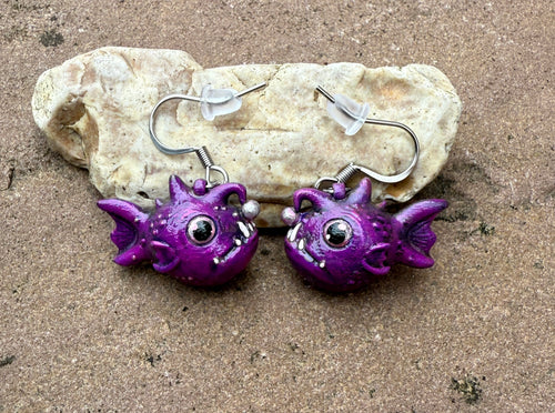 Adorable Anglerfish resin earrings