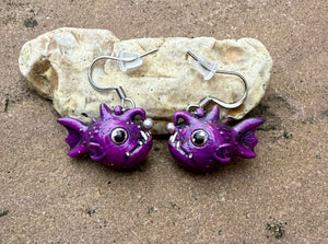 Adorable Anglerfish resin earrings