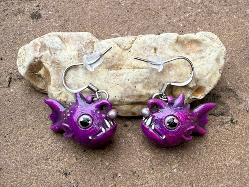 Adorable Anglerfish resin earrings