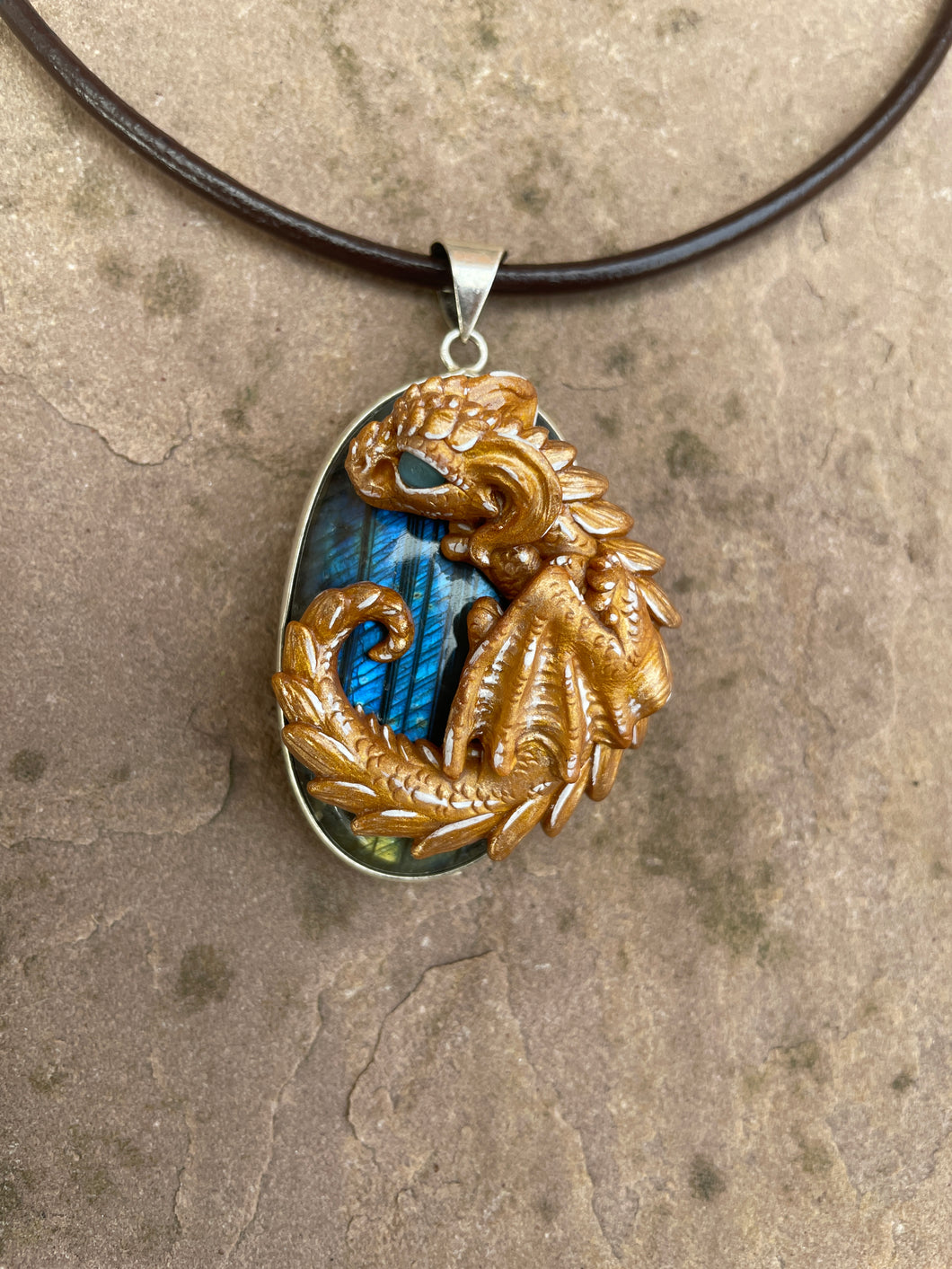Golden Labradorite Dragon Pendant