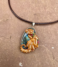 Load image into Gallery viewer, Flower Labradorite Dragon Pendant