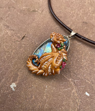 Load image into Gallery viewer, Flower Labradorite Dragon Pendant