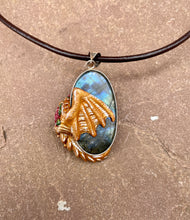 Load image into Gallery viewer, Flower Labradorite Dragon Pendant