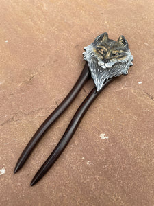 Hand Sculpted Wolf Hair Stick