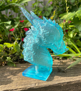 Translucent blue resin dragon bust