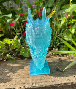 Translucent blue resin dragon bust