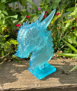 Translucent blue resin dragon bust