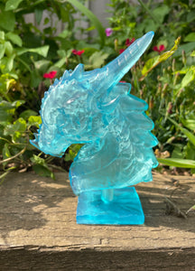 Translucent blue resin dragon bust