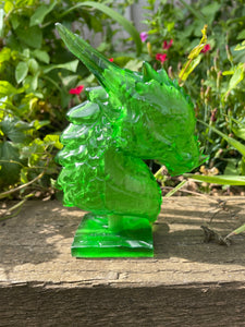 Translucent green resin dragon bust