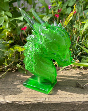 Load image into Gallery viewer, Translucent green resin dragon bust