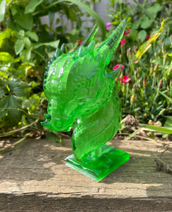 Translucent green resin dragon bust