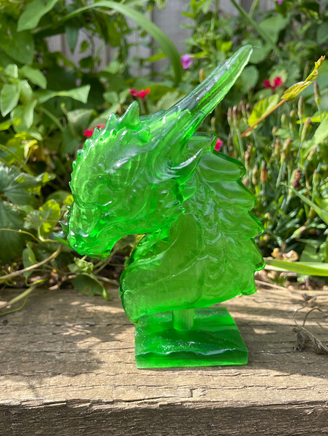 Translucent green resin dragon bust