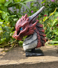 Load image into Gallery viewer, Hand painted red resin dragon bust