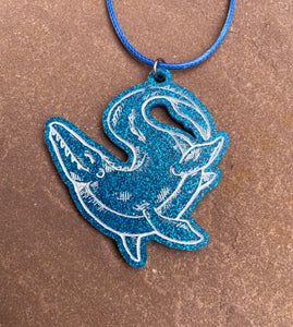 Blue Sparkle Mosasaur Necklace
