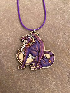 CUSTOM PAINTED Noble Flower Dragon Necklace