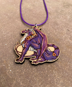 CUSTOM PAINTED: Noble Flower Dragon Necklace